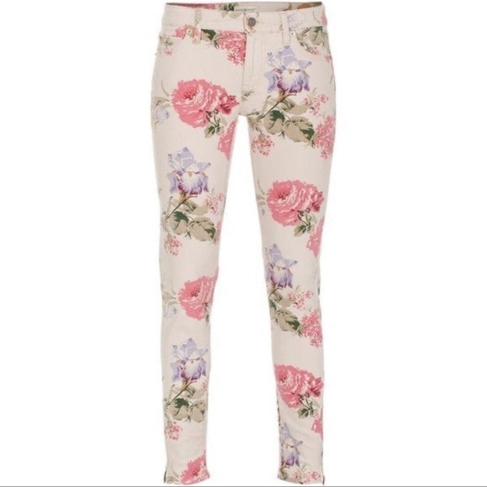 Ralph Lauren Denim & Supply Floral Cream Denim Ankle Zip Jeans Size 32 EUC #0117 - Picture 2 of 9